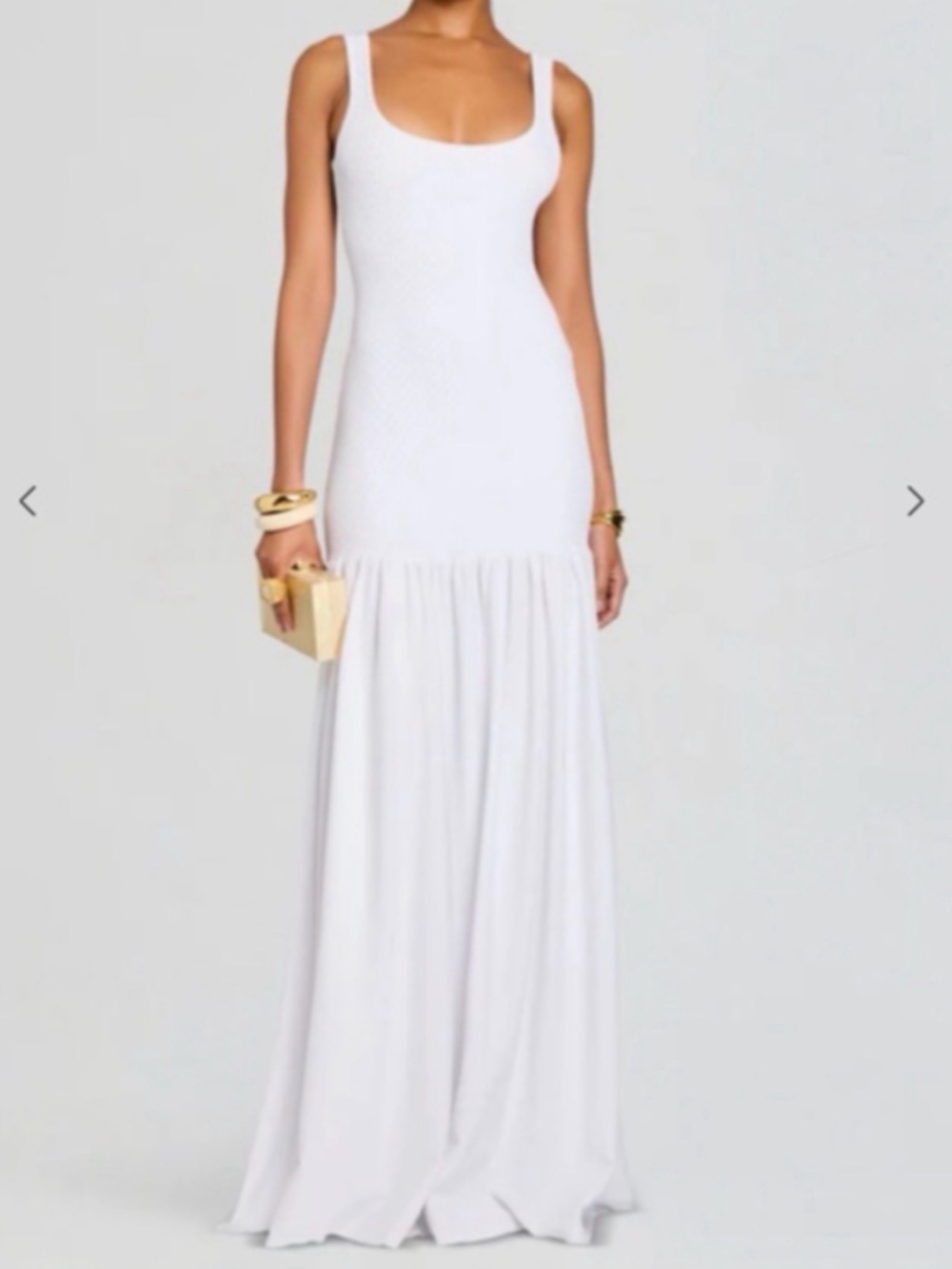 Retrofete White Scoop Neck Sleeveless Maxi Dress